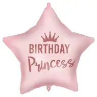 Balon foliowy na urodziny – napis „Birthday Princess”, kształt gwiazdy, różowy, 46 cm