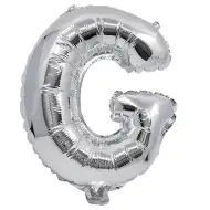 Balon foliowy w kształcie litery – litera G, srebrny, 32 cm.