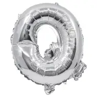 Balon foliowy w kształcie litery – litera Q, kolor srebrny, 32 cm