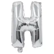 Balon foliowy w kształcie litery H w kolorze srebrnym – 32 cm