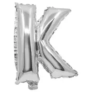 Balon foliowy w kształcie litery K, srebrny, 32 cm