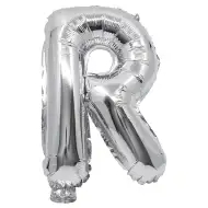 Balon foliowy w kształcie litery R w kolorze srebrnym – litera R 32 cm