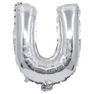 Balon foliowy w kształcie litery U, kolor srebrny, 32 cm