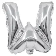 Balon foliowy w kształcie litery W, kolor srebrny, 32 cm