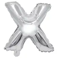 Balon foliowy w kształcie litery X, kolor srebrny, 32 cm