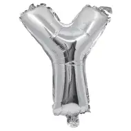 Balon foliowy w kształcie litery "Y" w kolorze srebrnym – 32 cm.