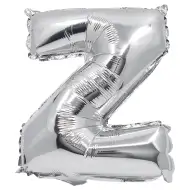 Balon foliowy w kształcie litery "Z" w kolorze srebrnym, 32 cm