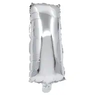 Balon foliowy w kształcie litery w kolorze srebrnym – litera I, 32 cm