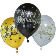 Balony urodzinowe z napisem "Happy Birthday", zestaw 6 sztuk.