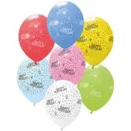 Balony w kropki z napisem „Happy Birthday” – zestaw 6 sztuk