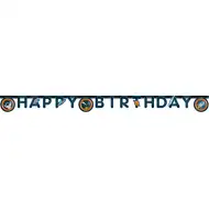 Baner urodzinowy z napisem „Happy Birthday” w kosmicznej stylistyce