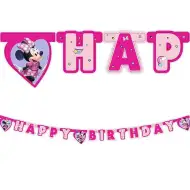 Banner urodzinowy z napisem "Happy Birthday" Minnie Mouse i Daisy, 200 cm