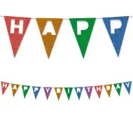 Bannery kolorowe z napisem Happy Birthday, nadające się do recyklingu, 200 cm