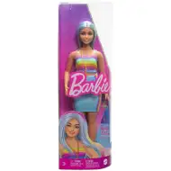 Barbie: Lalka Fashionista w kolorowej, paskowanej sukience - Mattel