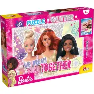 Barbie Przyjaciółki 60-elementowe brokatowe puzzle 50x35 cm - Lisciani