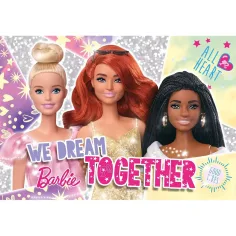 Barbie Przyjaciółki 60-elementowe brokatowe puzzle 50x35 cm - Lisciani zdjęcie 2