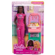 Barbie pediatra z brązowymi włosami – zestaw do zabawy z lalką kariery – Mattel
