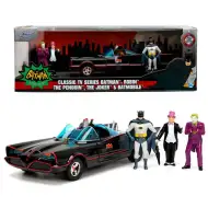 Batman: Klasyczny Batmobil z 1966 roku, metalowy model premium z 4 figurkami akcji w skali 1/24