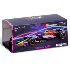 Bburago: Red Bull RB19 F1 metalowy model samochodu 1/43 (Max Verstappen #1, edycja specjalna Miami GP, z kaskiem) zdjęcie 4