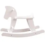 Biały drewniany konik na biegunach - Woodyland