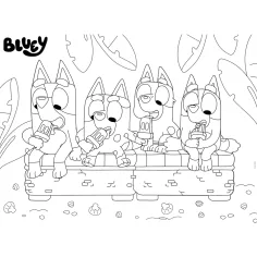 Bluey na wakacjach 2 w 1, ekologiczne maxi puzzle i kolorowanka, 24 elementy, 70x50 cm – Lisciani zdjęcie 3