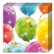 Błyszczące balony, dwuwarstwowe papierowe serwetki, 20 sztuk