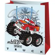 Cardex: Czerwonobiała torba prezentowa średniej wielkości z motywem Monster Truck, 17,8x10x23 cm