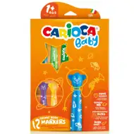 Carioca: Kolorowe flamastry dla dzieci z motywem misia, zestaw 12 sztuk, zmywalne.