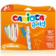 Carioca: Kolorowe mazaki dla dzieci, zestaw 12 sztuk, spieralne