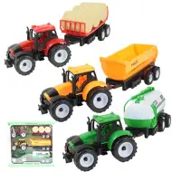 Ciężarówka Farmer: Trzyczęściowy zestaw traktorów farmera z przyczepą, 28 cm
