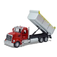 Ciężarówka Heavy Duty: Metalowy model wywrotki z mechanizmem pull-back, otwieranymi drzwiami, w skali 1/36 zdjęcie 3