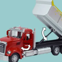 Ciężarówka Heavy Duty: Metalowy model wywrotki z mechanizmem pull-back, otwieranymi drzwiami, w skali 1/36 zdjęcie 6