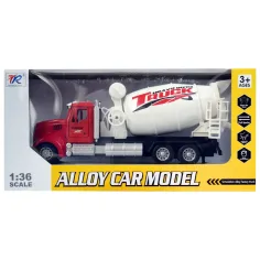 Ciężarówka Heavy Duty: Model metalowej betoniarki z otwieranymi drzwiami i obrotowym bębnem w skali 1/36. zdjęcie 3