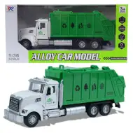 Ciężarówka Heavy Duty: Model metalowej śmieciarki z otwieranymi drzwiami i koszem 1/36