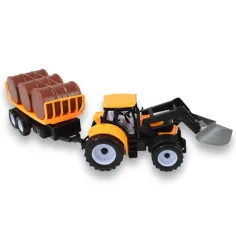 Ciężarówka inżynieryjna: Koparka traktor z przyczepą i beczkami w różnych wariantach 43 cm zdjęcie 4