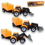 Ciężarówka inżynieryjna: Koparko-traktor z maszyną roboczą i dwuosiową przyczepą, 45 cm