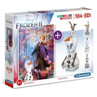 Clementoni: Disney Kraina Lodu 2 w 1 – puzzle 104 elementów i model Olafa