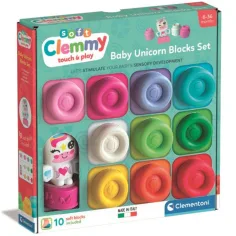 Clemmy: Kolorowy miękki zestaw klocków z figurką jednorożca, 10-elementowy - Clementoni