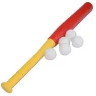 Czerwony plastikowy zestaw do baseballa z pałką i piłkami, 56 cm
