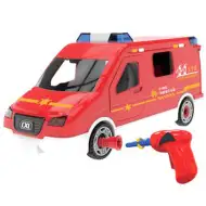 DIY zrób to sam montażowy wóz strażacki z efektami świetlnymi i dźwiękowymi, zestaw 63-elementowy.