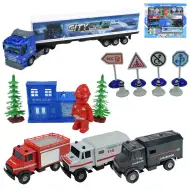 Die-Cast: Zestaw dużych pojazdów policyjnych z akcesoriami