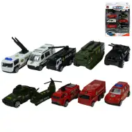Die-Cast: Zestaw małych samochodów policyjnych w dwóch wersjach