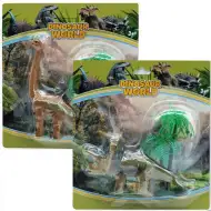 Dino World: Figurka Triceratops lub Brachiosaurus z drewnem