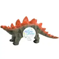 Dino World: Figurka dinozaura Stegosaurus z winylowego materiału wydająca dźwięk, wypełniona bawełną, o rozmiarze 35 cm.