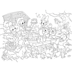 Disney Kaczor Donald i jego rodzina 2 w 1 maxi puzzle 35 elementów i kolorowanka 70x50 cm - Lisciani zdjęcie 2