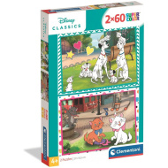 Disney Klasyki: 101 dalmatyńczyków i Arystokratki, 2 x 60-elementowe puzzle Supercolor - Clementoni
