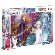 Disney: Kraina Lodu II. Anna i Elsa brokatowe puzzle 104 elementy - Clementoni