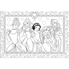 Disney Księżniczki 2 w 1 puzzle 108 elementów i kolorowanka 50x35 cm - Lisciani zdjęcie 2