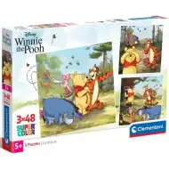 Disney Kubuś Puchatek 3x48 elementów Supercolor puzzle - Clementoni