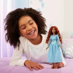 Disney Mała Syrenka: Lalka Ariel w niebieskiej sukience 30 cm - Mattel zdjęcie 5